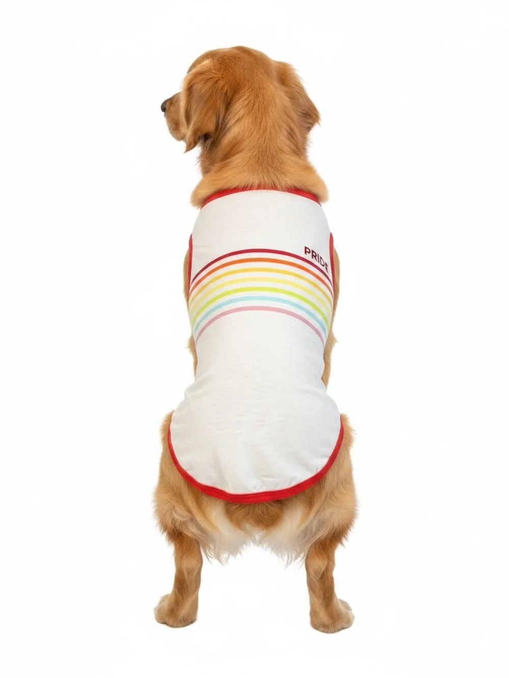 White & Red Striped Rainbow Accent Dog Tank Top ‘pride’